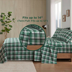 4 PCS Full Sheet Set Green Plaid