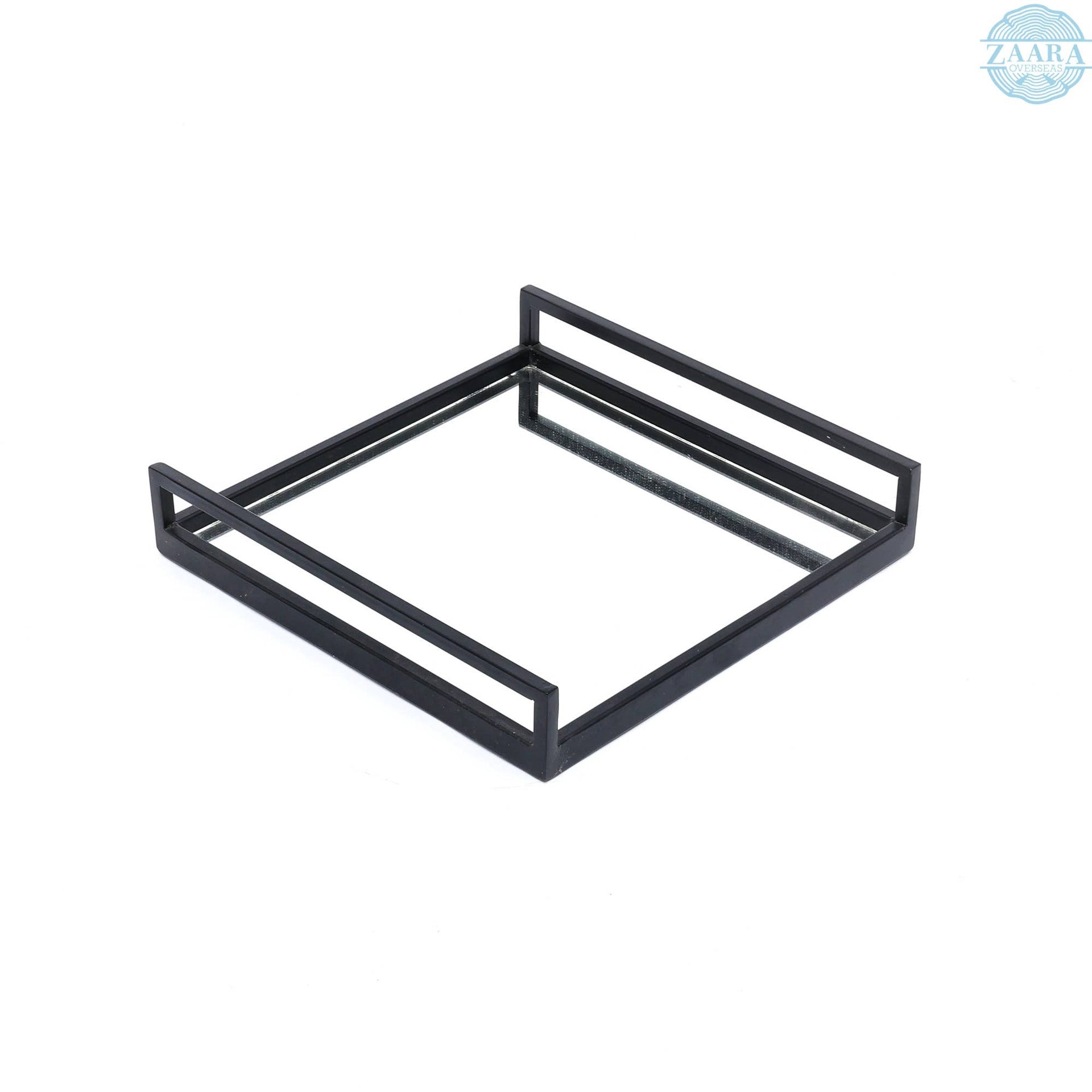 Handcrafted Glass With Metal Frame Serving Tray - 20x20x3 Inches | Rustic & Elegant Design for Entertaining-Set of 2