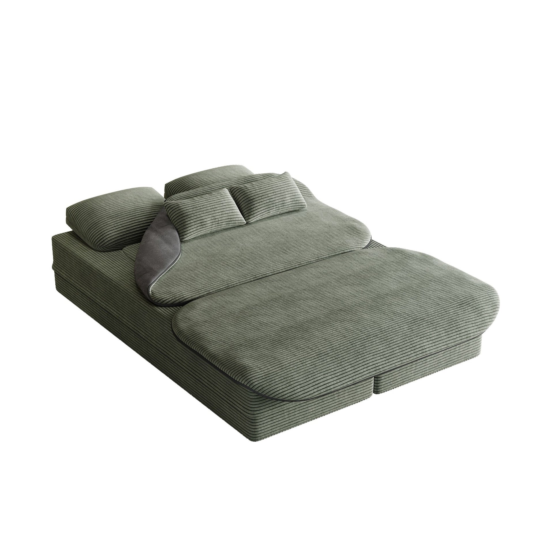 75''2-in-1 Foldable Sofa,Convertible Sleeper Foam Sofa Bed with Multi Functional Blanket, Corduroy Floor folding sofa bed,  Floor Sofa Lounge Sofa for Living Room Bedroom Lounge Studio