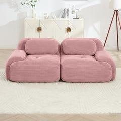 82'' loveseat sofa in luxuryCorduroy Fabric modular for free combo separation curved armrests ,anti-slip design high-resilience sponge fits living rooms bedrooms Audiovisual Room, Pink