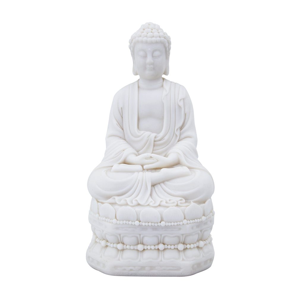 5.5x4.7x11.8" White Sitting Buddha Figure