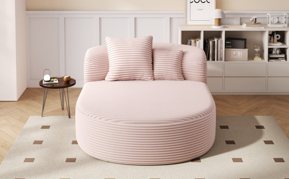 Modern Chaise Lounge Sofa Boneless Couch 51.6" Sofa Bed Compression Sofa Couch with Two Supportive Pillows for Living Room, Pink