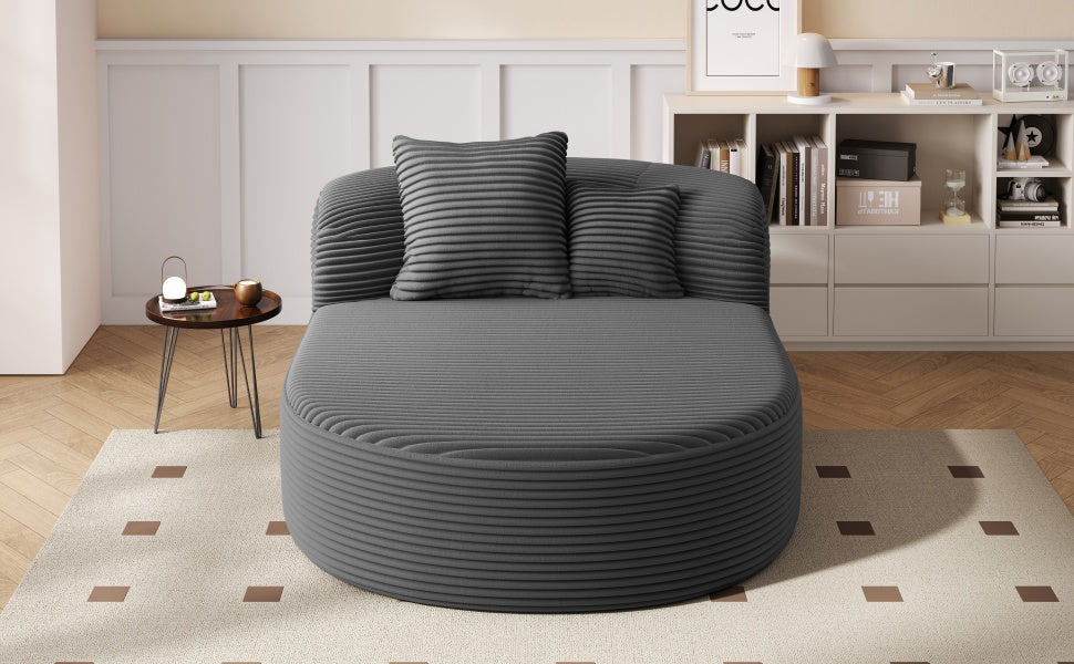 Modern Chaise Lounge Sofa Boneless Couch 51.6" Sofa Bed Compression Sofa Couch with Two Supportive Pillows for Living Room, Gray