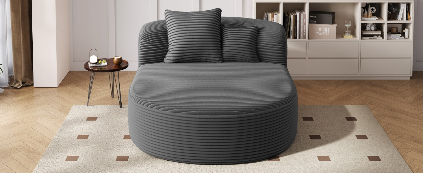 Modern Chaise Lounge Sofa Boneless Couch 51.6" Sofa Bed Compression Sofa Couch with Two Supportive Pillows for Living Room, Gray