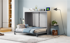 Queen  Size Murphy Bed Wall Bed,Gray
