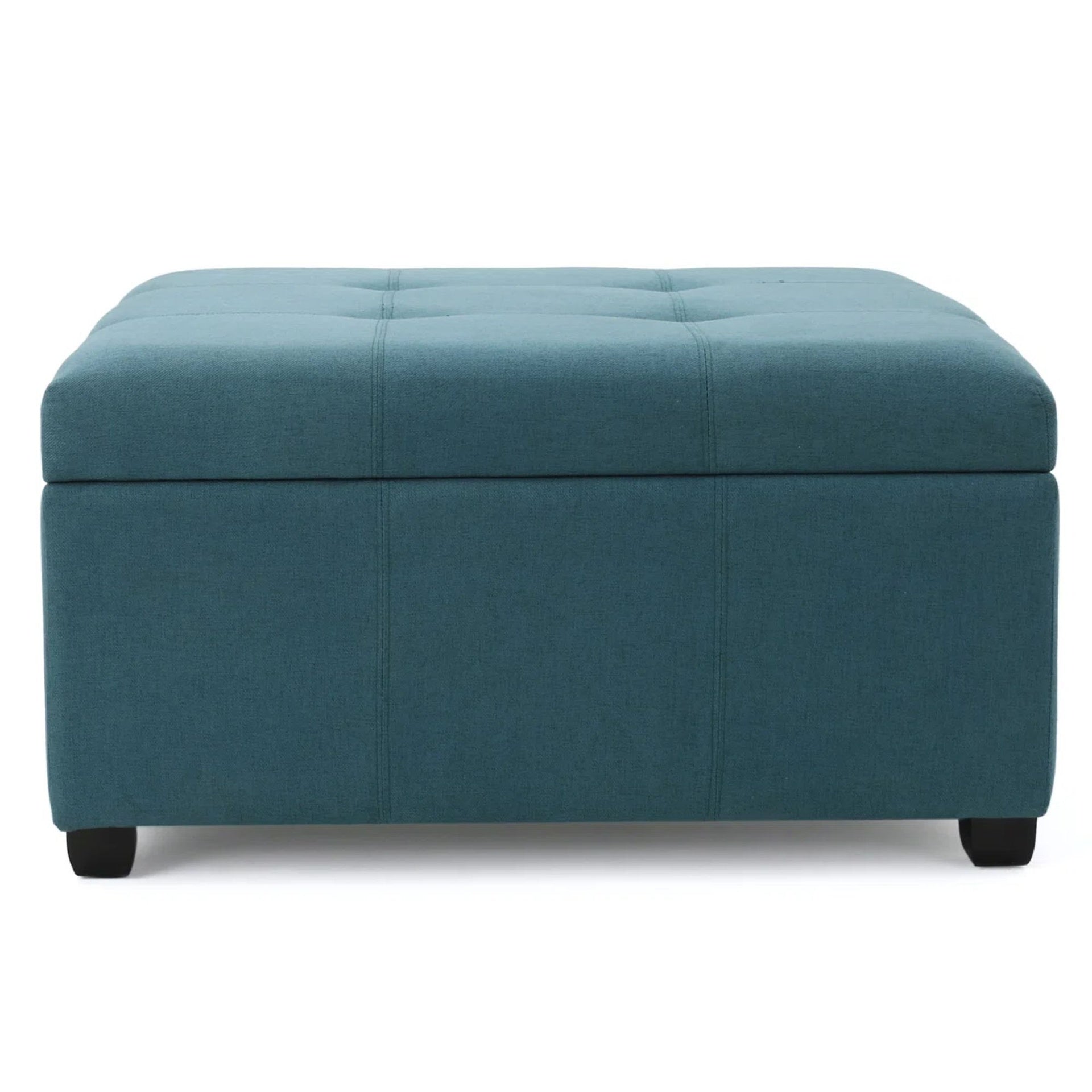 Tufted Square Storage Ottoman, Dark Teal
