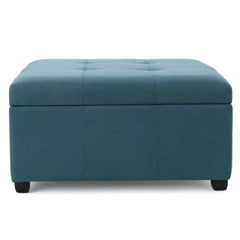 Tufted Square Storage Ottoman, Dark Teal