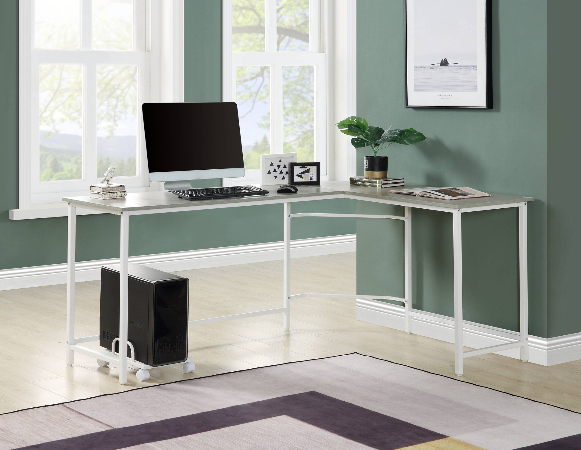 Bambina Gray & White Finish Computer Desk