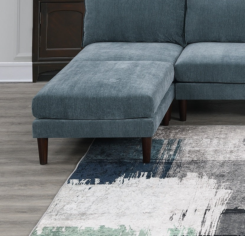 Gorgeous 6pcs Modular Set 4x Armless Chairs 2x Ottomans Living Room Furniture Mineral Color Morgan Fabric Couch