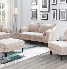 Beautiful 6pcs Modular Sofa Set 4x One Arm Chairs 1x Armless Chair 1x Ottoman Living Room Furniture Blush Pink Morgan Fabric