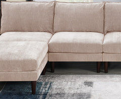 Modern Gorgeous 6pcs Modular Set 4x Armless Chairs 2x Ottomans Living Room Furniture Blush Pink Morgan Fabric Couch