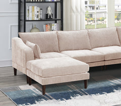 Modern Gorgeous 6pcs Modular Sectional Set Armless Chairs One Arm Chair Ottoman U-Shaped Couch Living Room Furniture