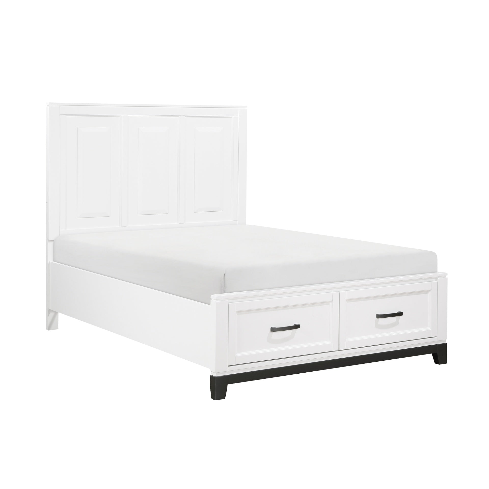 White Finish Full Platform Bed with Storage Drawers Wooden Bedroom Furniture 1pc