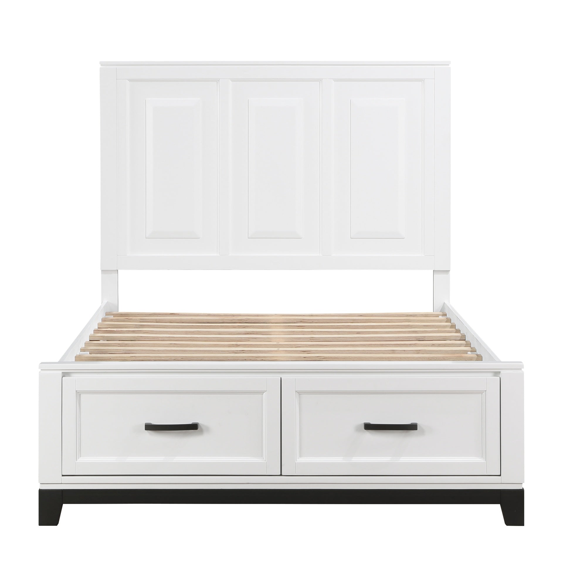 White Finish Full Platform Bed with Storage Drawers Wooden Bedroom Furniture 1pc
