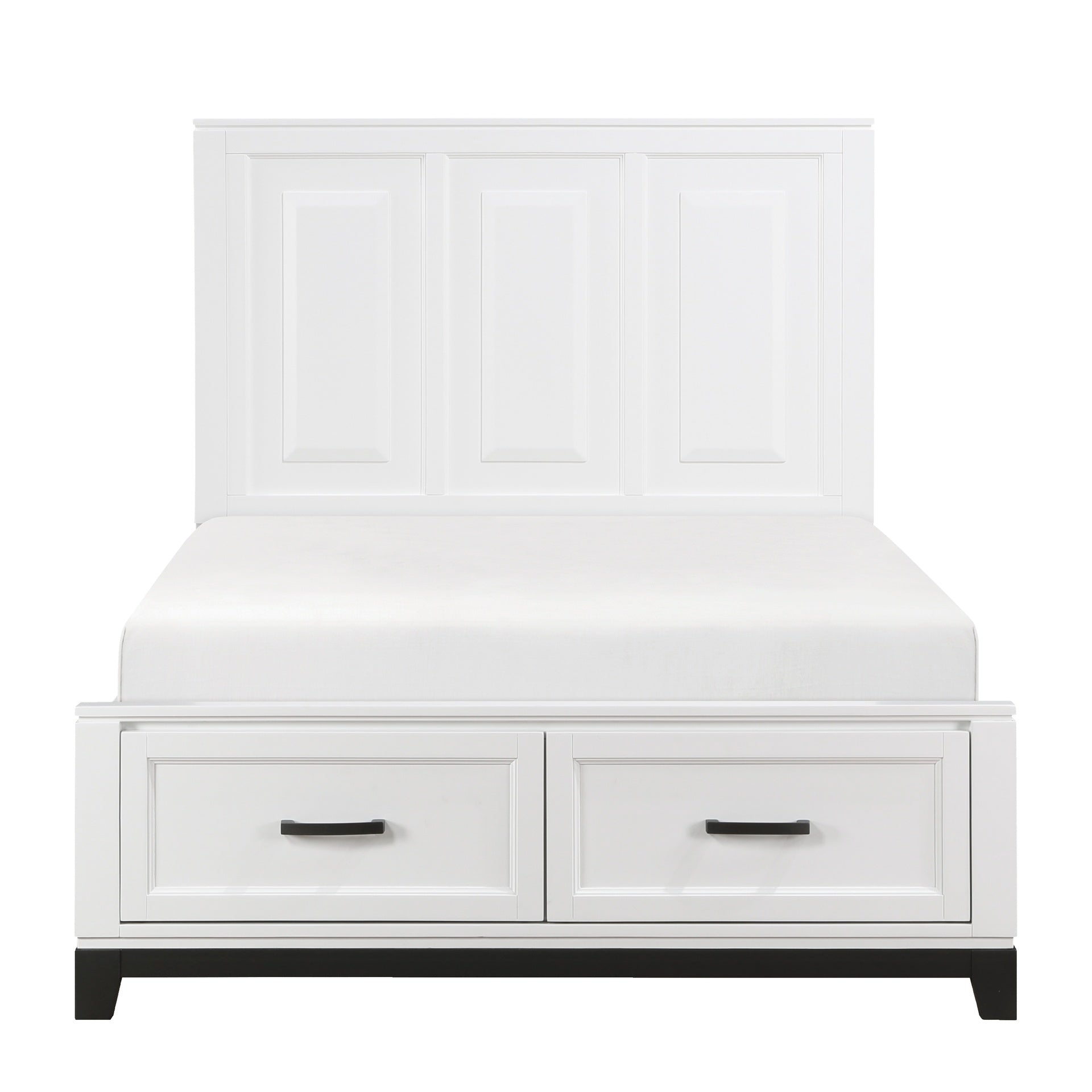 White Finish Full Platform Bed with Storage Drawers Wooden Bedroom Furniture 1pc