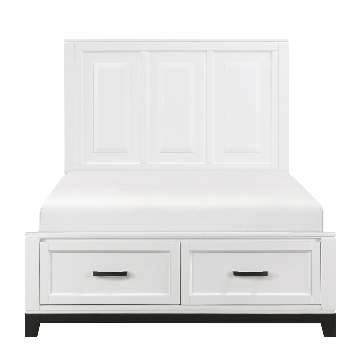 White Finish Full Platform Bed with Storage Drawers Wooden Bedroom Furniture 1pc