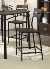 Black Metal Frame Counter Height Dining 5pc Set Wooden Set Table Top Counter Height Dining Table 4x High Chairs Dining Room