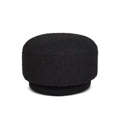 Fuji 15" Mushroom Footstool Ottoman, Ebony Black Boucle