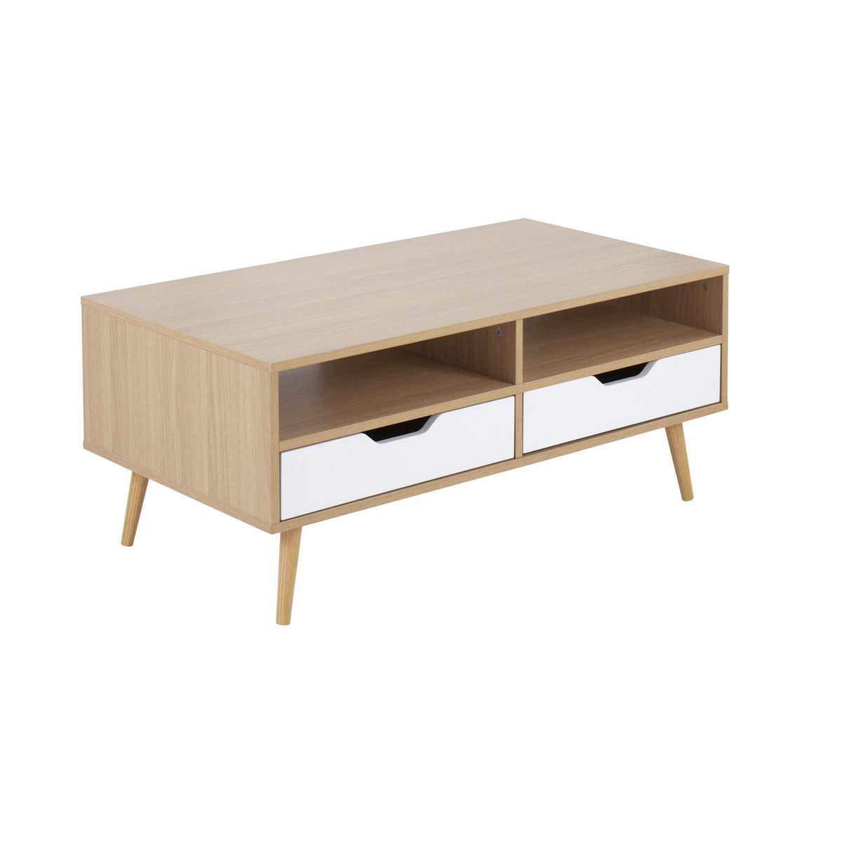 Astro Contemporary Coffee Table in Natural and White Wood by LumiSource