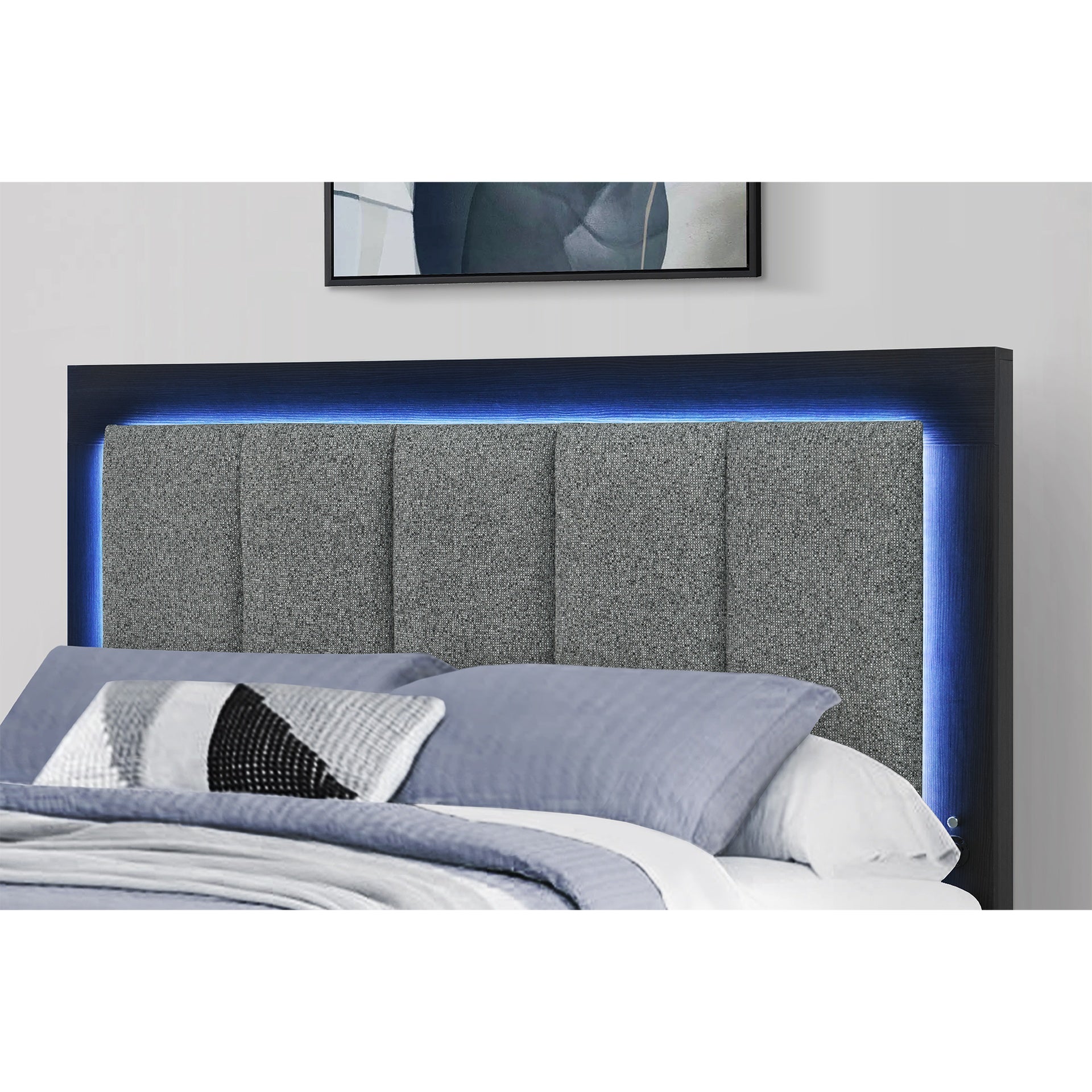 Elsa Black and Grey Storage and LED Queen Bed