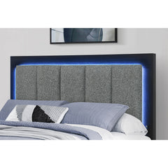 Elsa Black and Grey Storage and LED Queen Bed