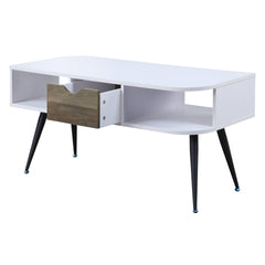 White and Black Coffee Table with 1 Drawer