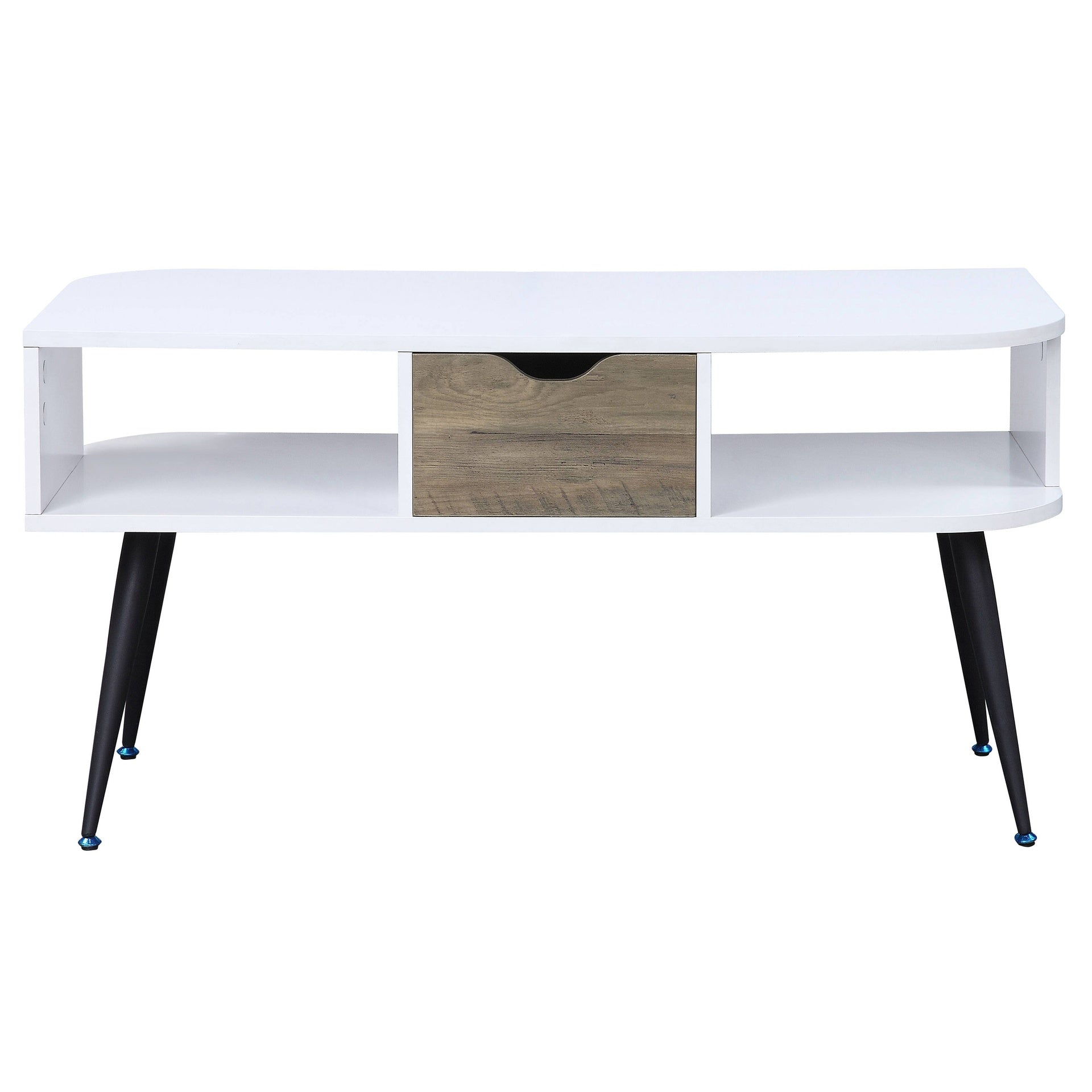 White and Black Coffee Table with 1 Drawer
