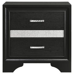 Black 2-drawer Nightstand with Hidden Jewelry Tray