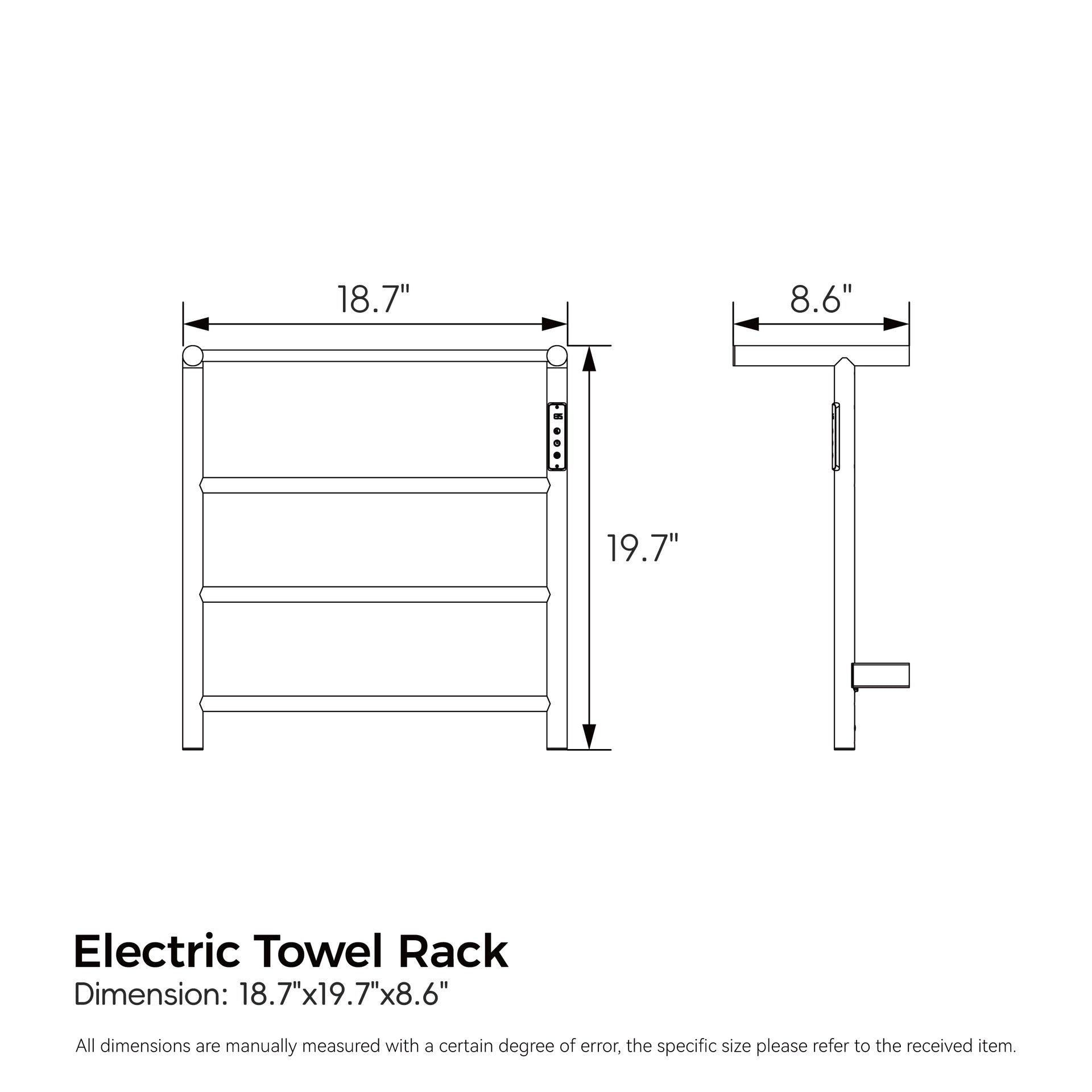 Heated Towel Rack with Top Shelf, 3-Bar Towel Wall MountedWarmer for Bathroom with Intelligent Touch Screen Timer, 304 Stainless Steel Polished, Plug-in/Hard-Wired