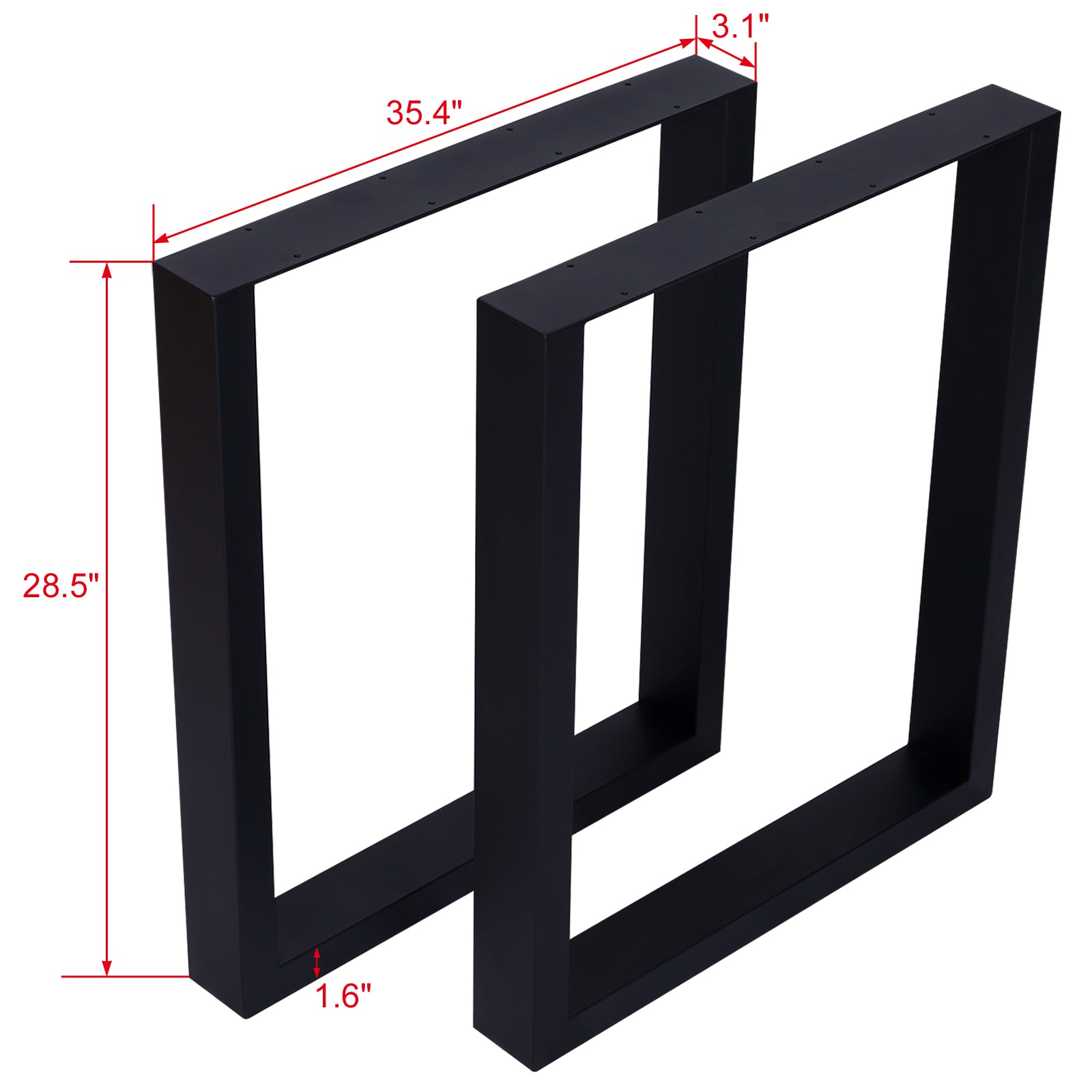 Square Table Legs 28X 35" ,Wide Metal Table Legs , Heavy Duty Steel Desk Legs Table Leg Dining Table Legs Coffee Desk Leg, Set of 2