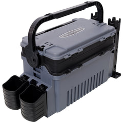 Dual-layer Fishing Tackle Box,Tackle Box Organizer Fishing Box Large,With 2pcs Rod Holder,2pcs Cup Holder,1pc Carring Strap,Gray