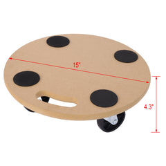 Furniture Moving Dolly, Heavy Duty Wood Rolling Mover with Wheels for Piano Couch Fridge Heavy Items, Securely Holds 500 Lbs (4pcs 15" Round Platform)