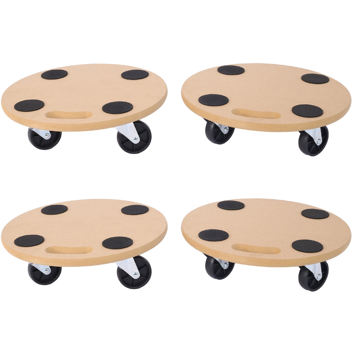 Furniture Moving Dolly, Heavy Duty Wood Rolling Mover with Wheels for Piano Couch Fridge Heavy Items, Securely Holds 500 Lbs (4pcs 15" Round Platform)