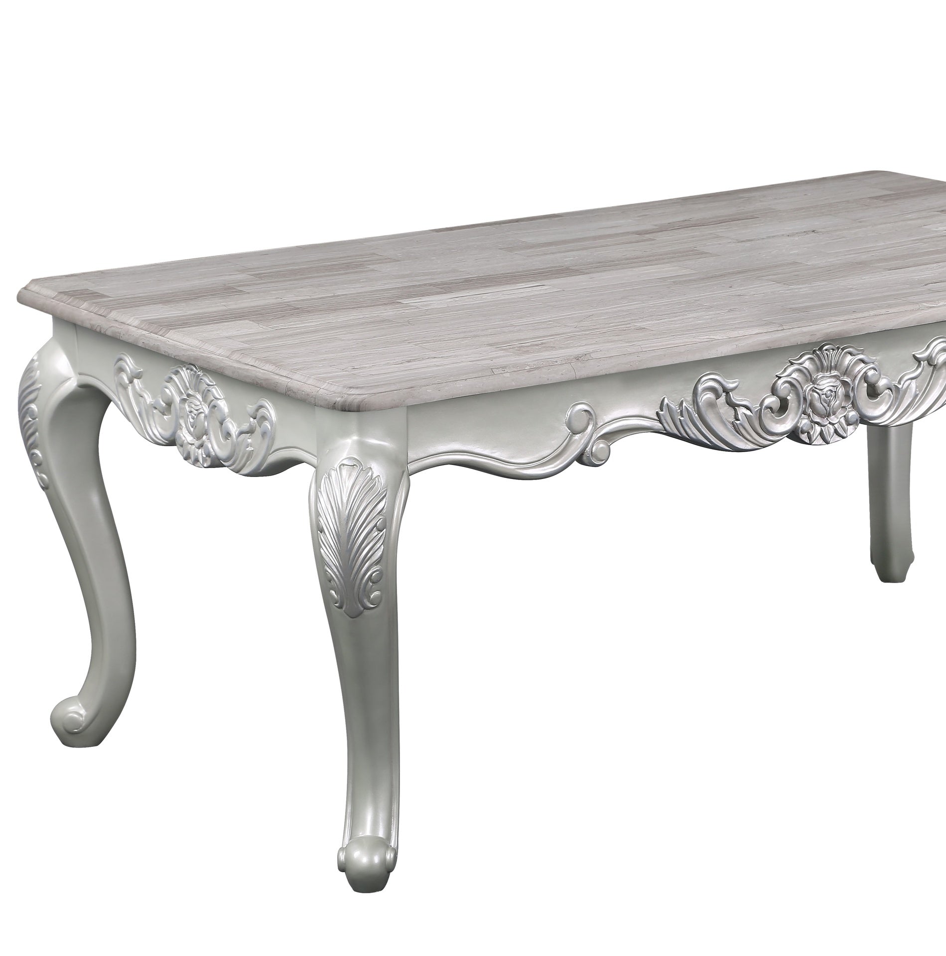 Melrose Traditional Style Coffee Table Made with wood in Silver Finish