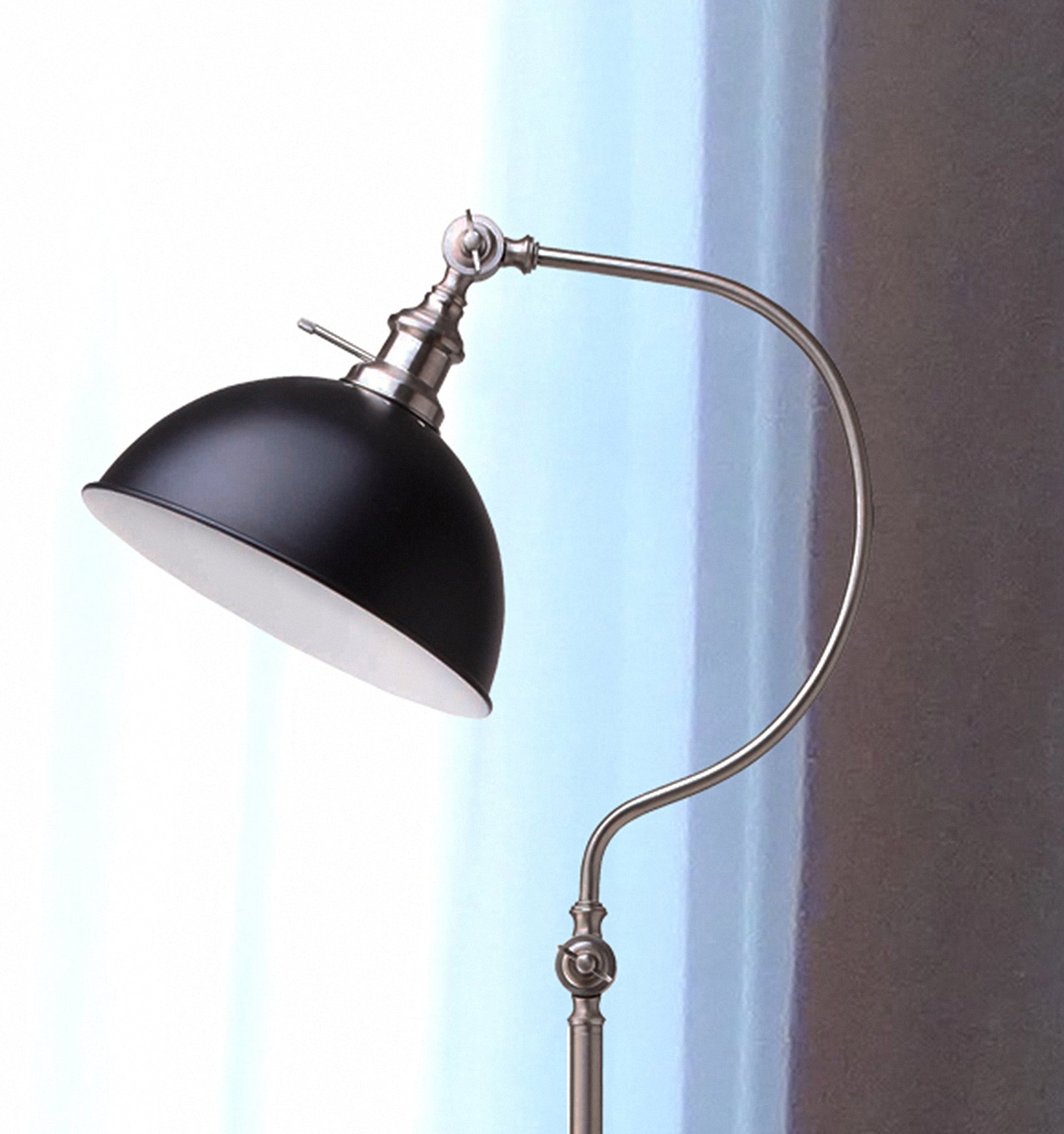 56''H SATIN NICKLE GOOD NECK FLOOR LAMP