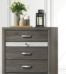 Contemporary Style 4-Drawers Chest 1pc Metal Legs Acrylic Accent Drawer Handles Gray Finish Bedroom Furniture