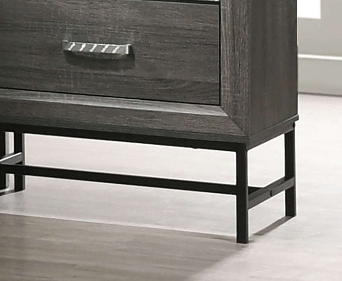 Contemporary Style 4-Drawers Chest 1pc Metal Legs Acrylic Accent Drawer Handles Gray Finish Bedroom Furniture