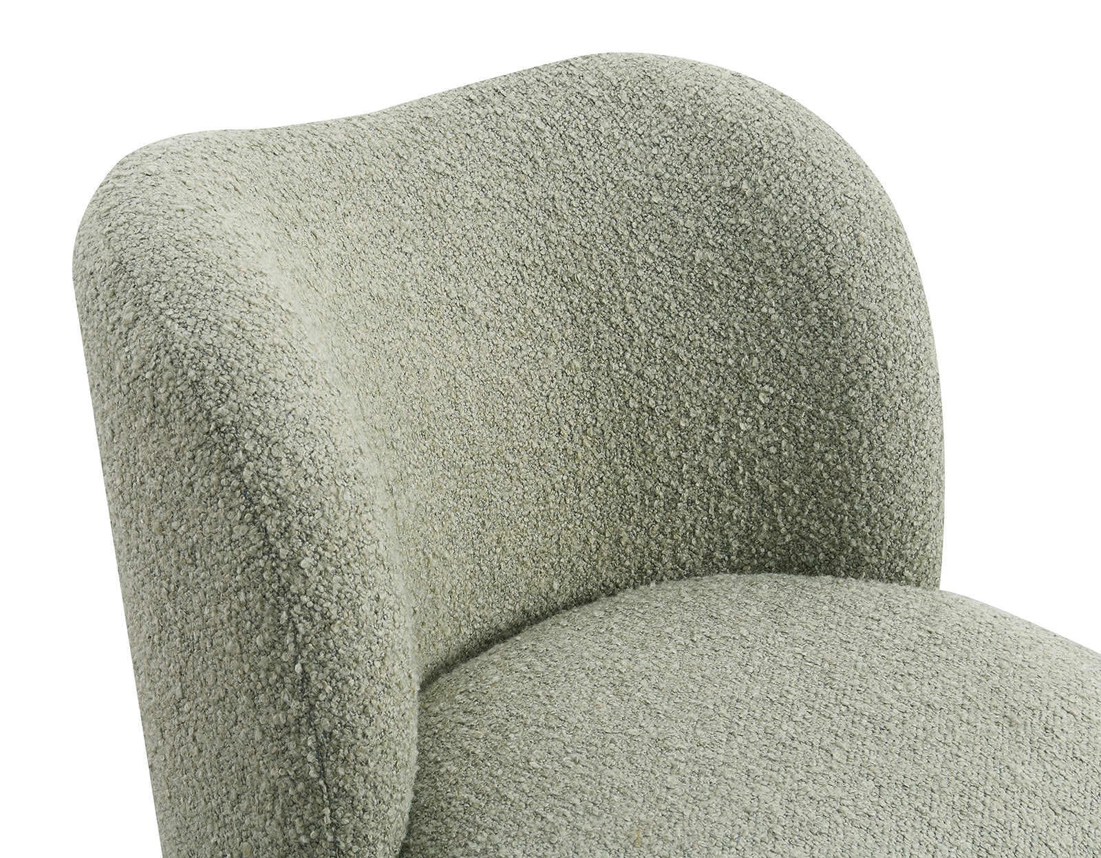 Contemporary Style 1pc Accent Chair Upholstered In Boucle Fabric Ball Feet Curve Back Green Finish Primary Living Room