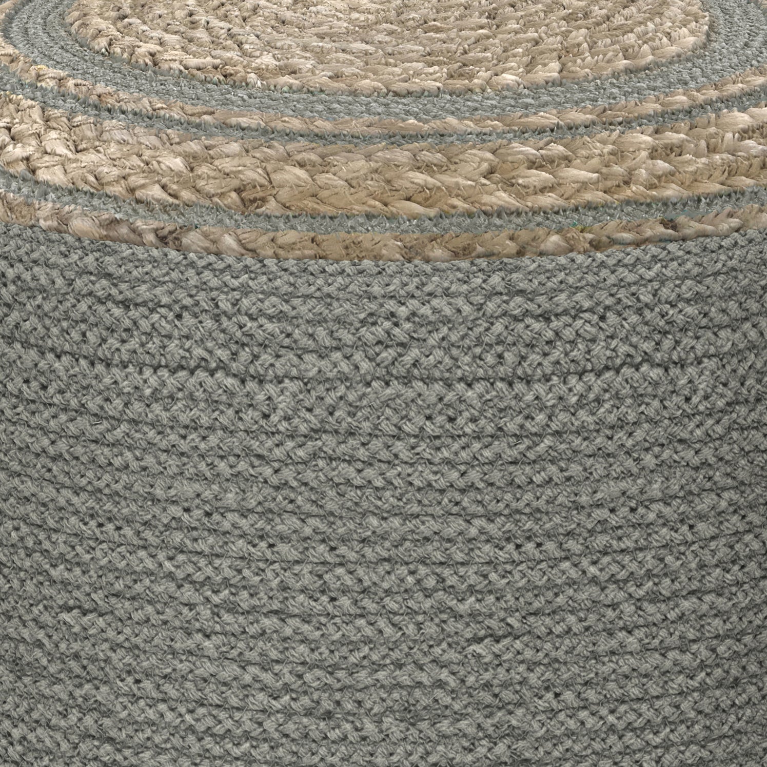 Serena - Round Braided Pouf - Dove Grey