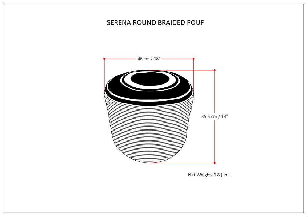 Serena - Round Braided Pouf - Dove Grey
