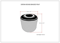 Serena - Round Braided Pouf - Dove Grey