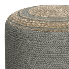 Serena - Round Braided Pouf - Dove Grey