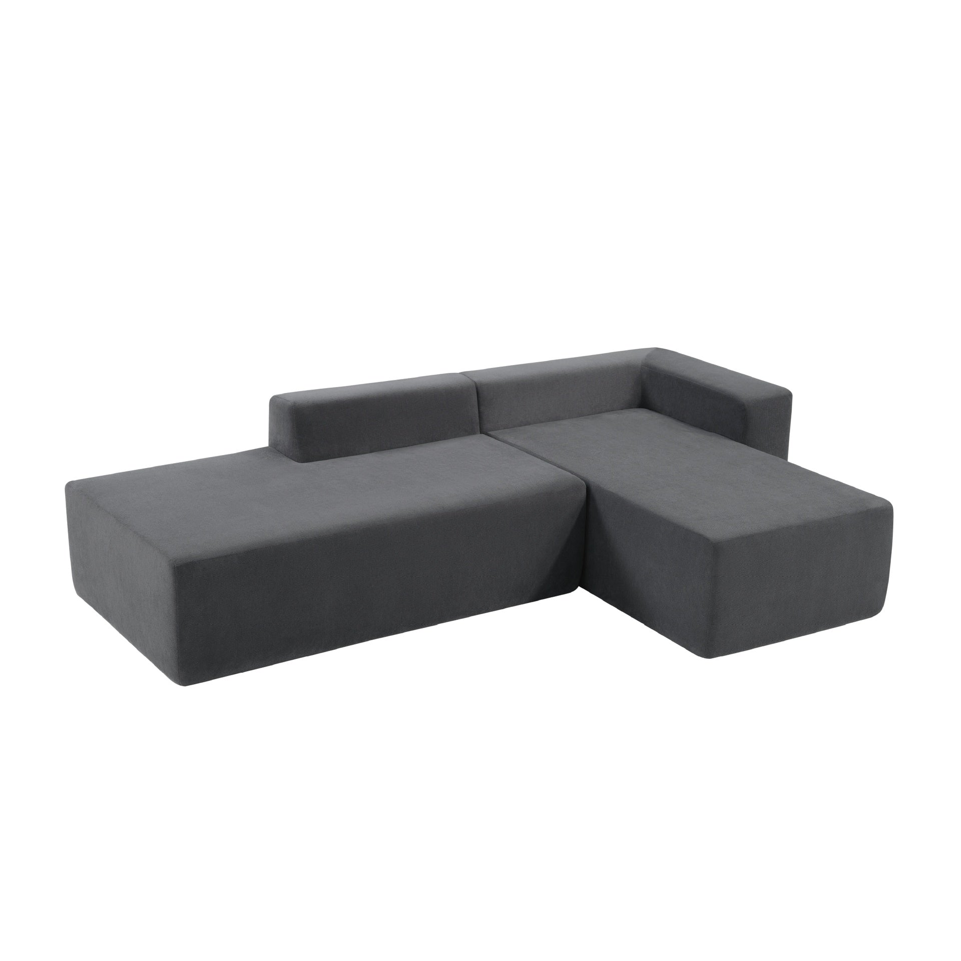 101-inch L-shaped modular sofa with deep seat design, no assembly required, high-density foam filling with high-carbon steel wrapped springs,-loung bed, suitable for living room, bedroom, apartment.