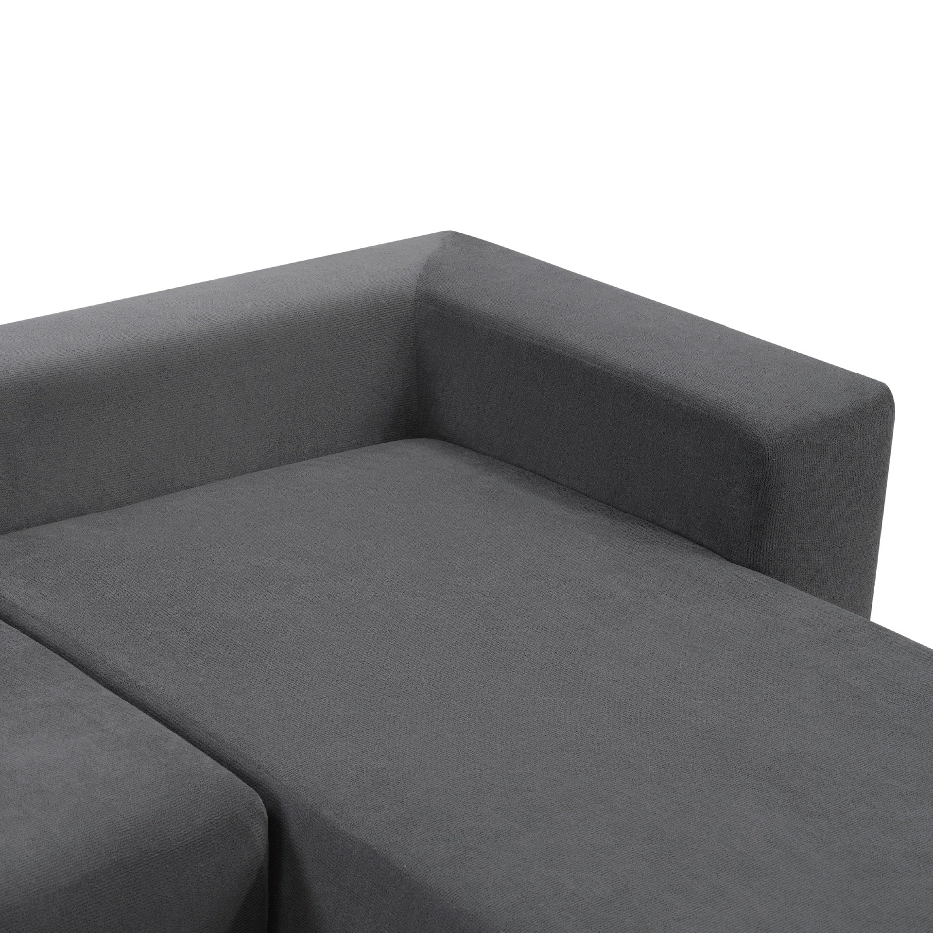 101-inch L-shaped modular sofa with deep seat design, no assembly required, high-density foam filling with high-carbon steel wrapped springs,-loung bed, suitable for living room, bedroom, apartment.