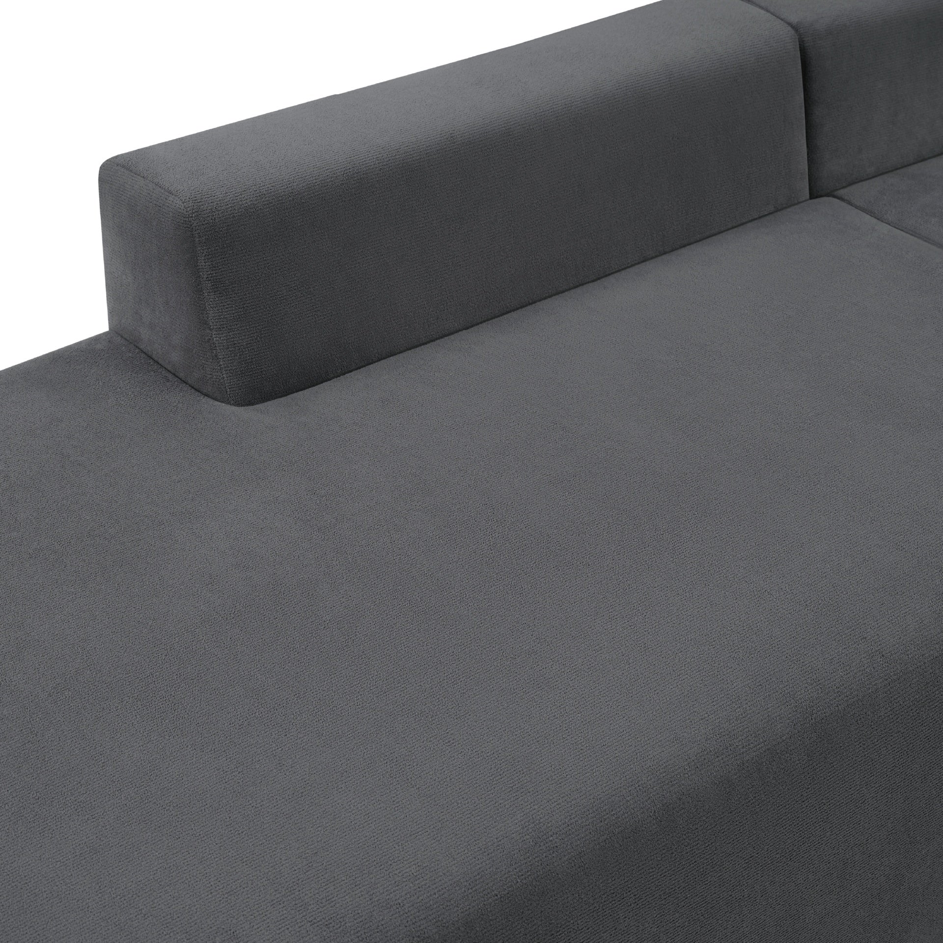101-inch L-shaped modular sofa with deep seat design, no assembly required, high-density foam filling with high-carbon steel wrapped springs,-loung bed, suitable for living room, bedroom, apartment.
