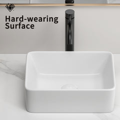 Rectangular Vessel Sink, 16"X12" Small Bowl Bathroom Vessel Sink, White Ceramic Lavatory Above Counter Art Basin Vanity Sink