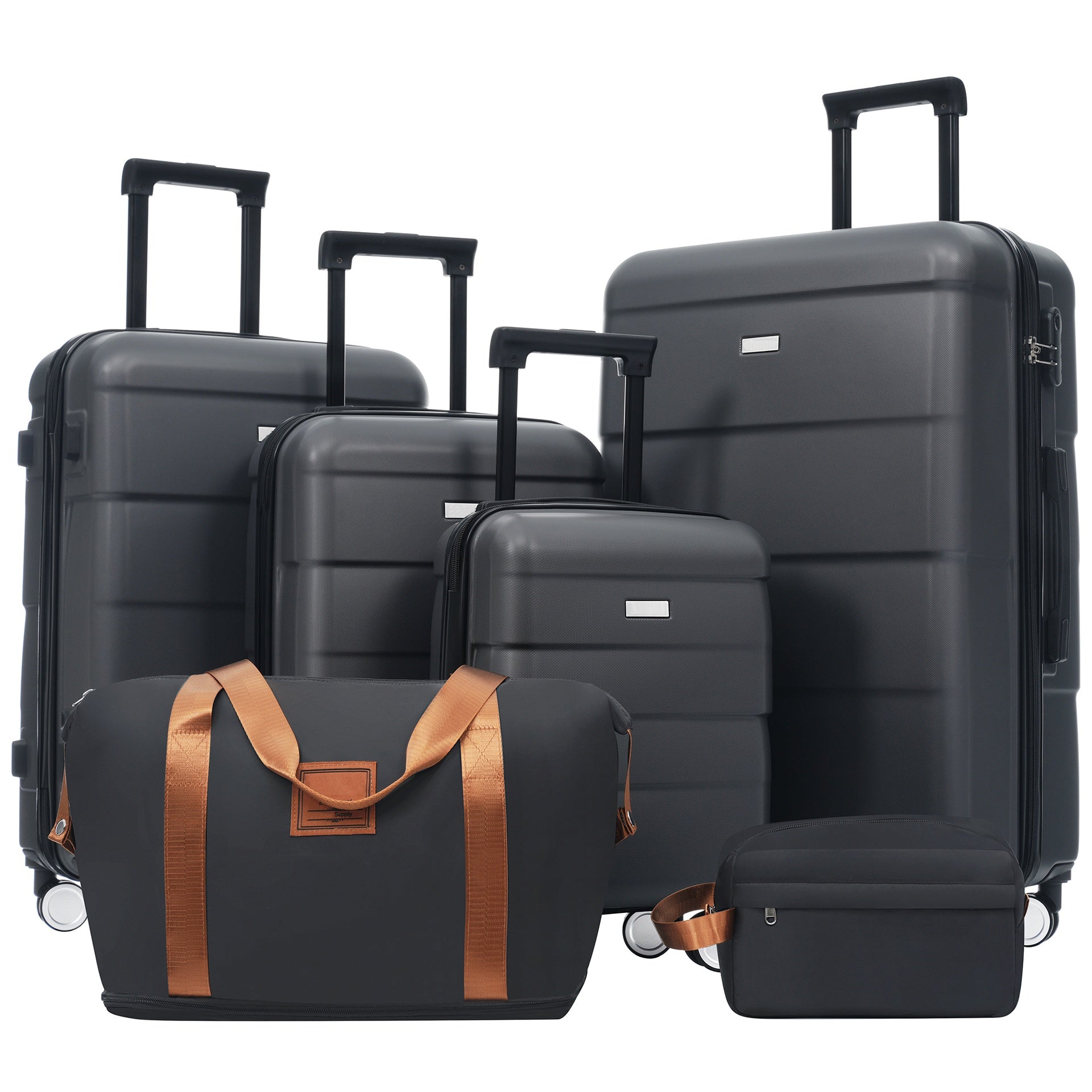 Hardshell Luggage Sets 6 Piece with 2 Bags,Carry on Suitcase with Handle Password Lock Double Spinner Wheels, Lightweight 16"+20"+24"+28" Luggages