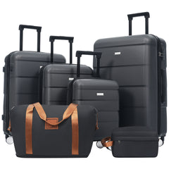 Hardshell Luggage Sets 6 Piece with 2 Bags,Carry on Suitcase with Handle Password Lock Double Spinner Wheels, Lightweight 16"+20"+24"+28" Luggages