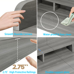 Washer Dryer Countertop with Non-slip Pads, Laundry Wood Shelf Topper with Edge, 54" Width x 27.5" Depth Double Layer Organizer for Washer and Dryer Laundry Hamper Counter Storage (Gray Stripe Color)