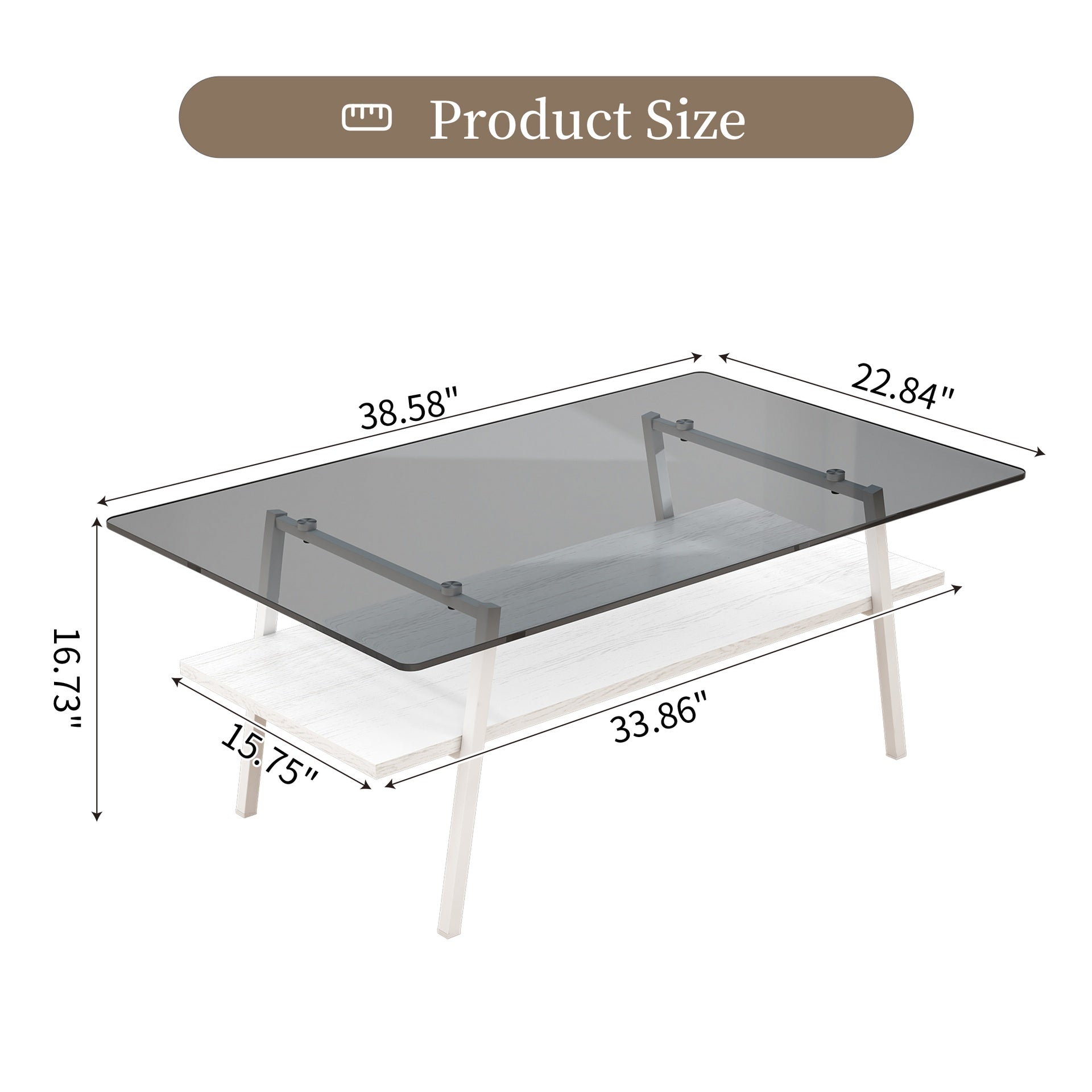 Coffee Table and End tables Set of 3, Tempered Glass Table with MDF layer, Modern Tables for Living Room , Gray Glass